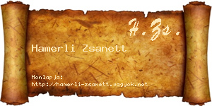 Hamerli Zsanett névjegykártya